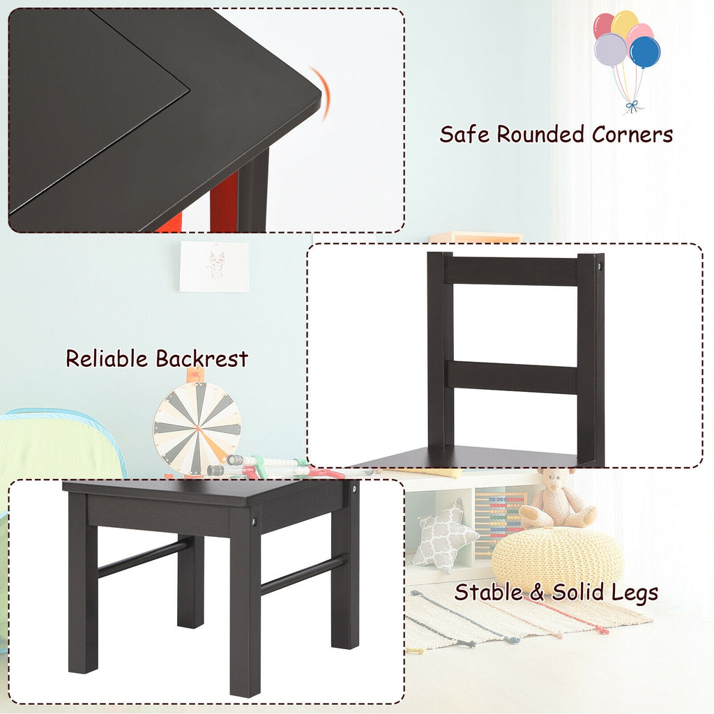 Kids Activity Table and 2 Chairs Set with Storage - Dark Brown