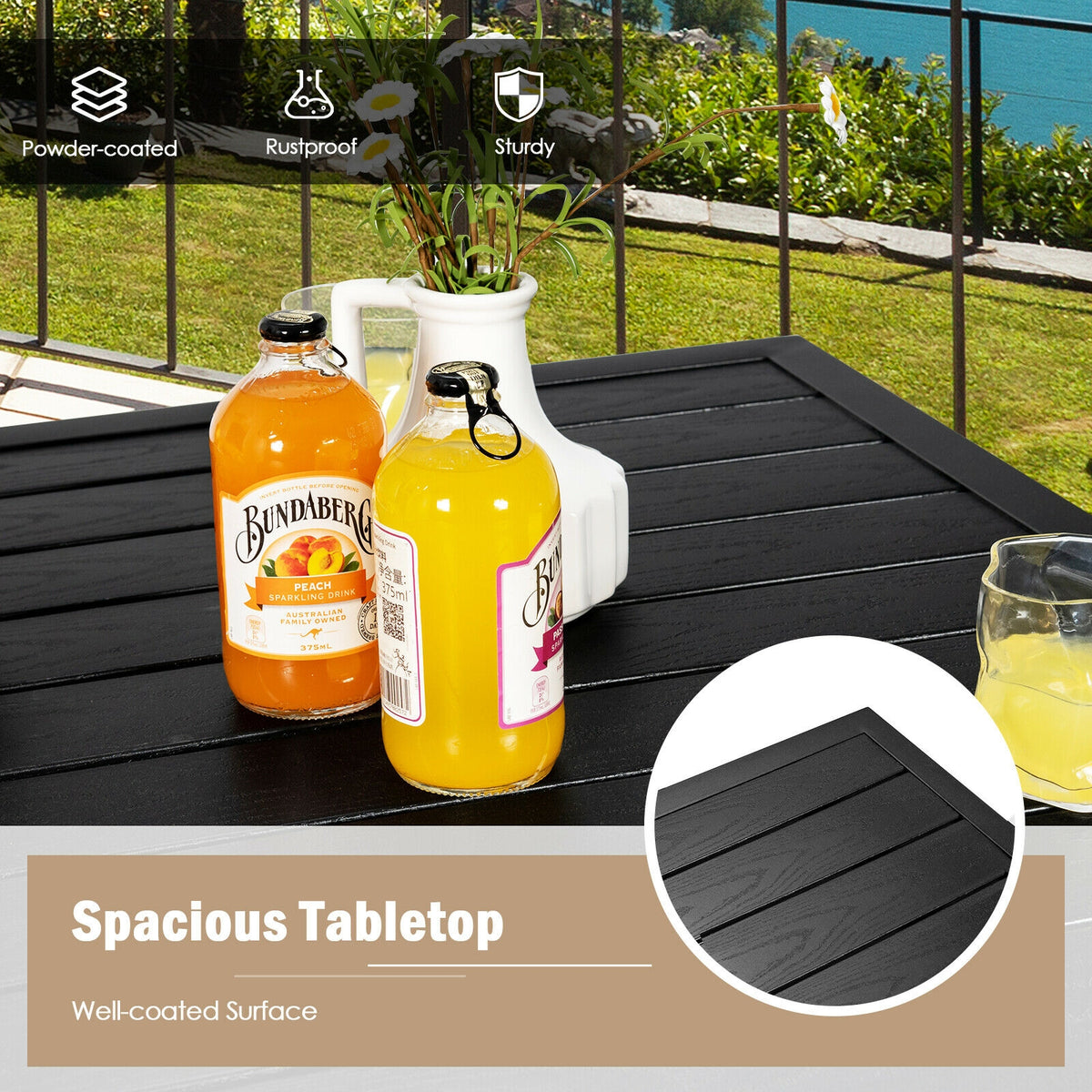 5 Pieces Outdoor Rattan Bistro Bar Stool Table Set with Cushions