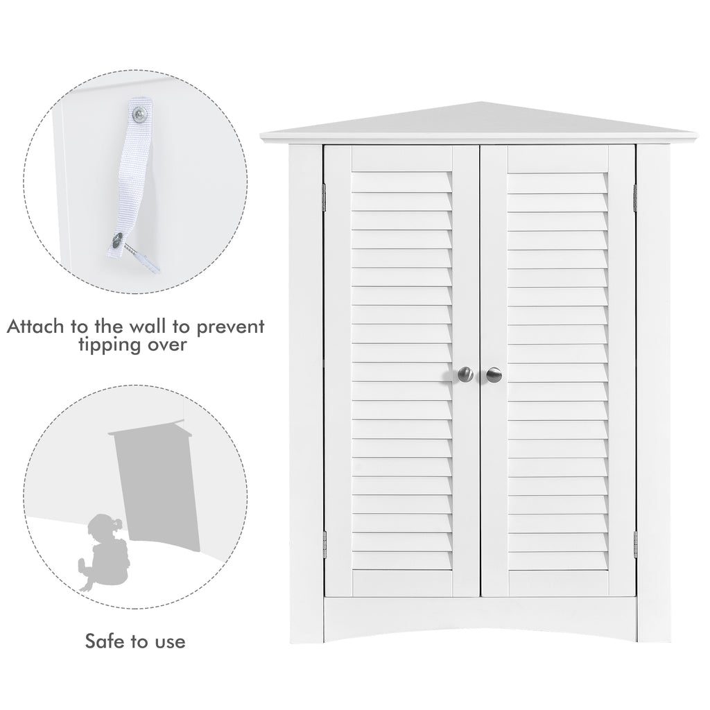 Bathroom Corner Storage Freestanding Floor Cabinet with Shutter Door