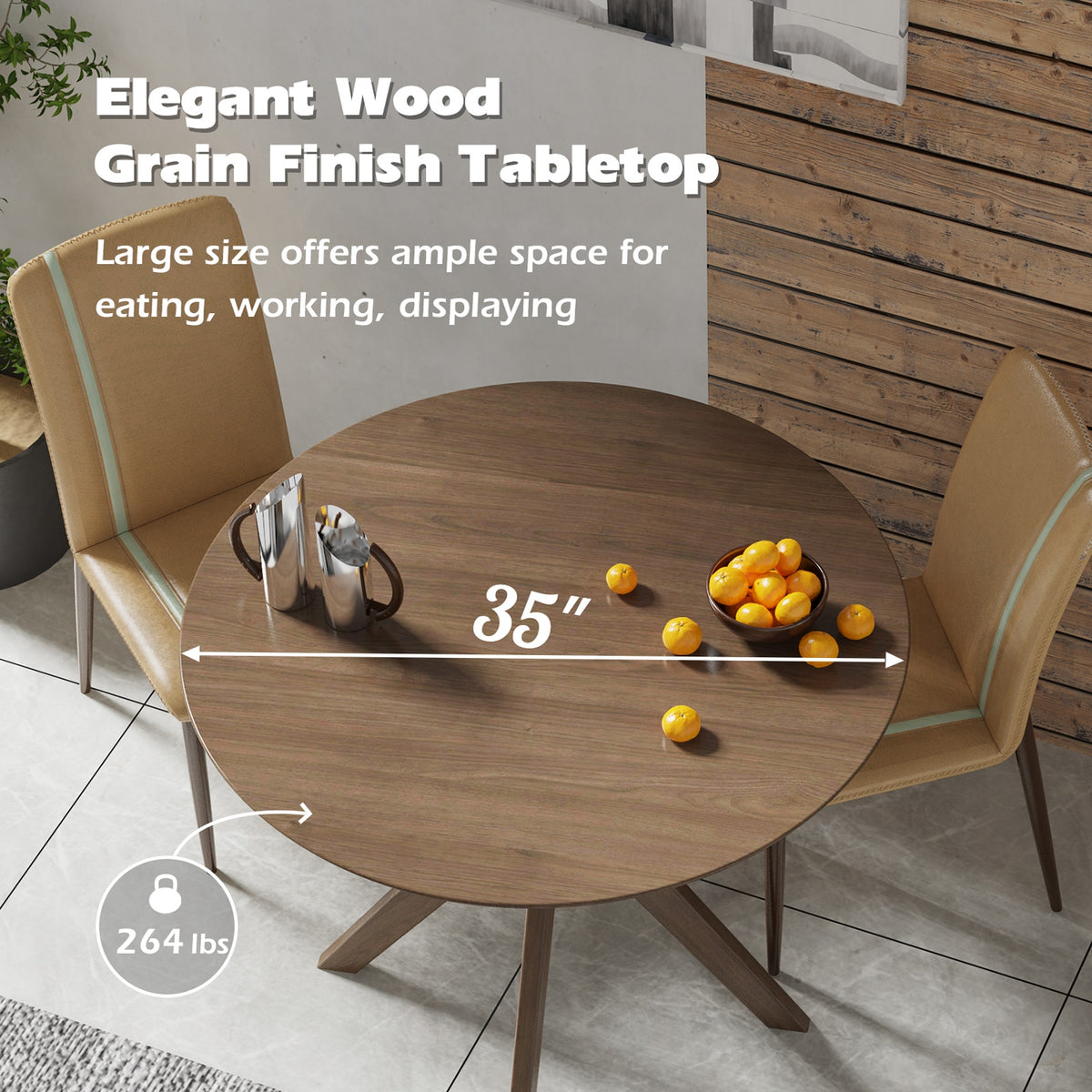 36 Inch Round Dining Table with Pedestal Base - MDF Tabletop