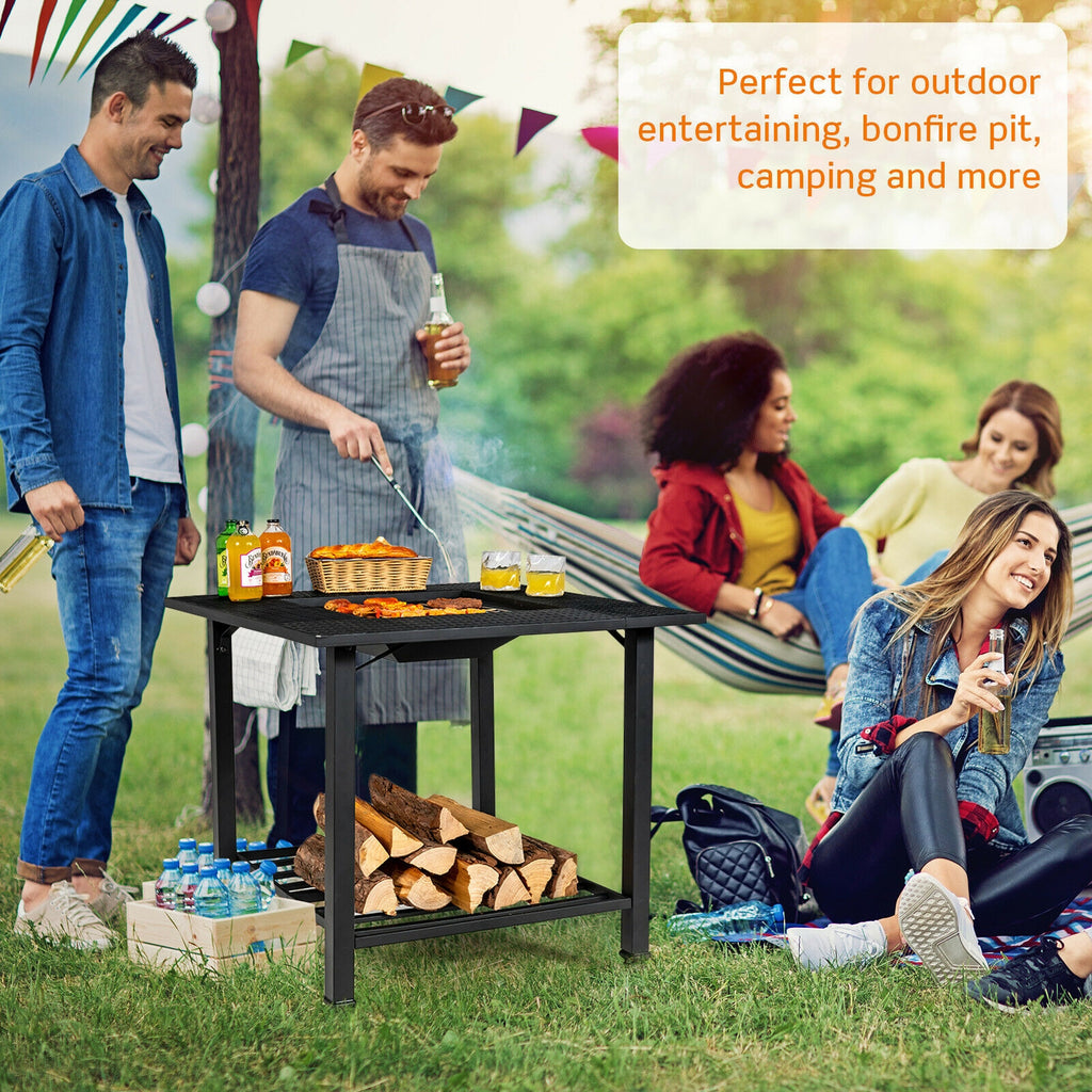 31-Inch Square Wood-Burning Fire Pit Dining Table