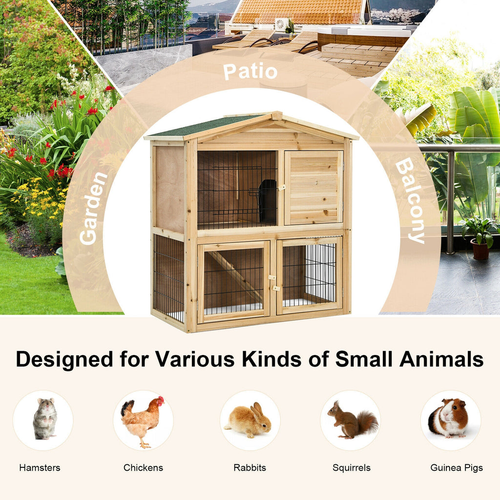 35 Inch Wooden Chicken Coop with Ramp - Durable Pet House with Ventilation & Waterproof Roof