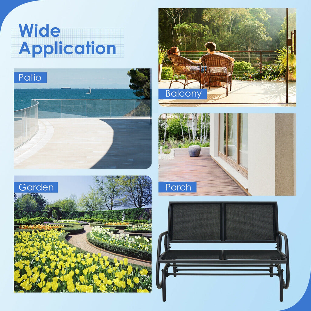 48 Inch Swing Glider Chair Loveseat Rocker - Black