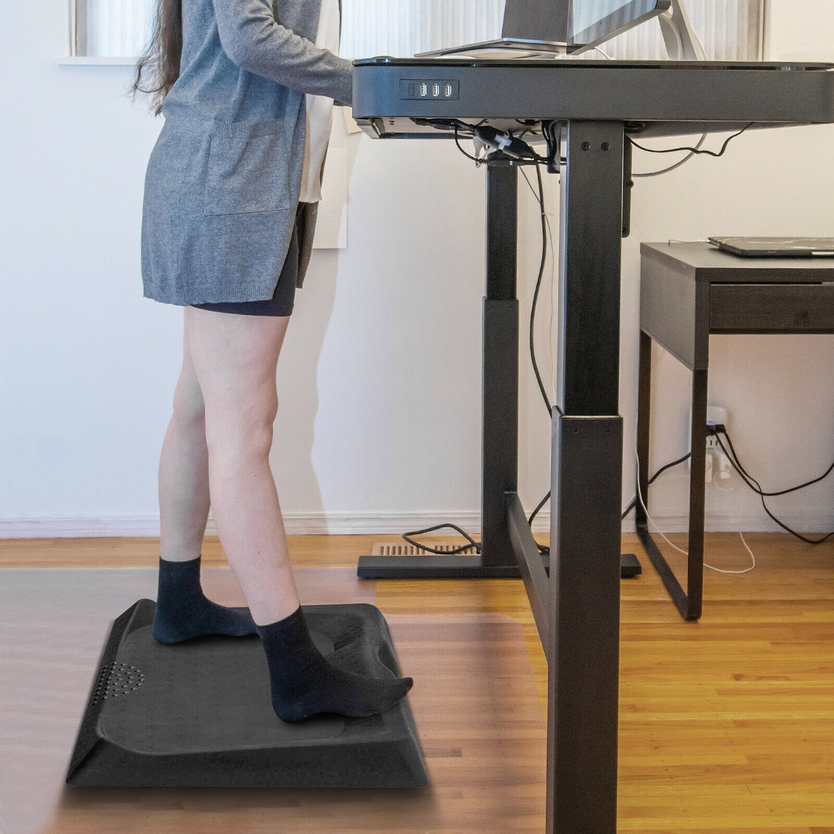 Anti-Fatigue Standing Mat with Massage Points & Diverse Terrain - 27x21.5 Black