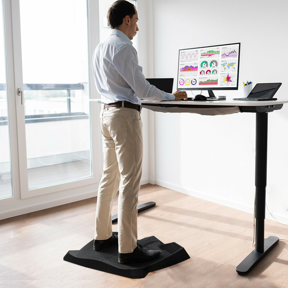 Anti-Fatigue Standing Mat with Massage Points & Diverse Terrain - 27.5x25.5x2 Inches, Black
