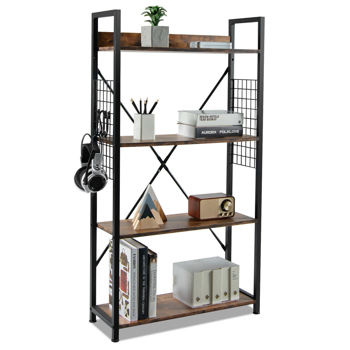 4 -Tier Industrial Open Storage Bookshelf