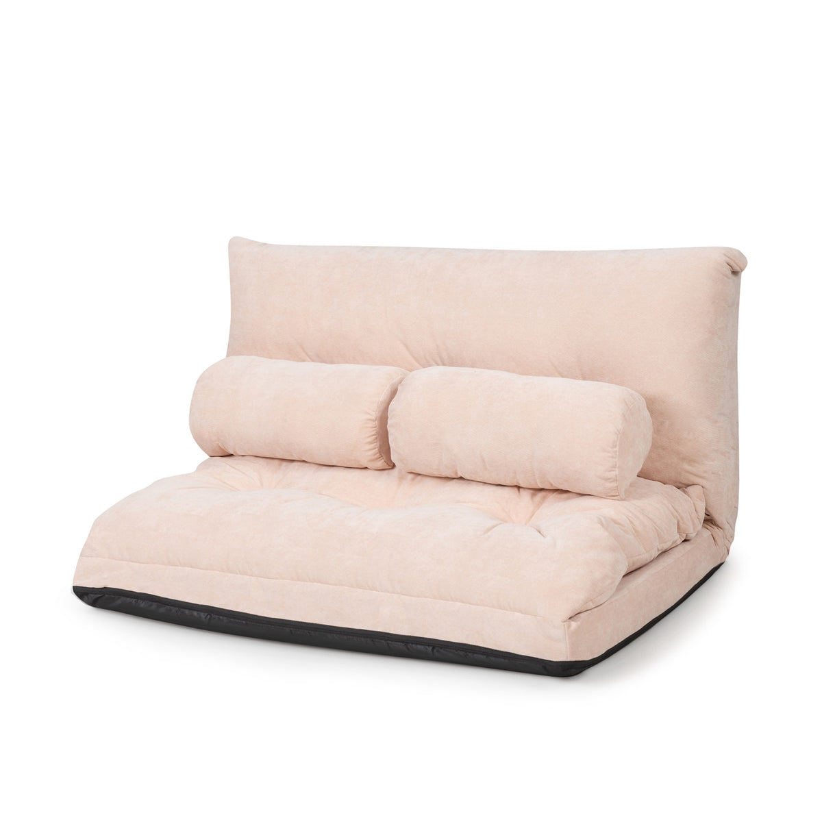 6-Position Adjustable Sleeper Lounge Couch with 2 Pillows - Beige