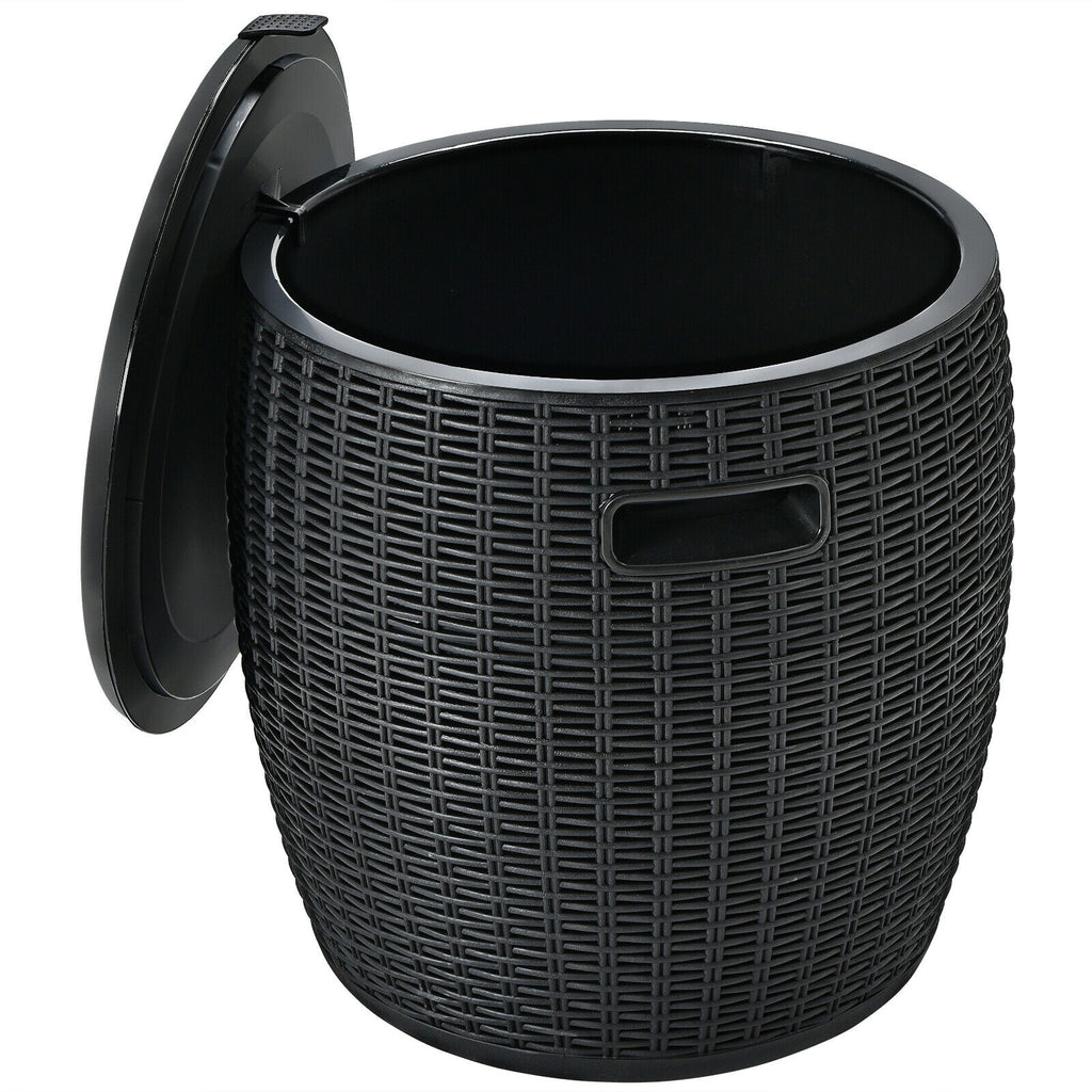 9.5-Gallon Rattan Ice Cooler Side Table - Black