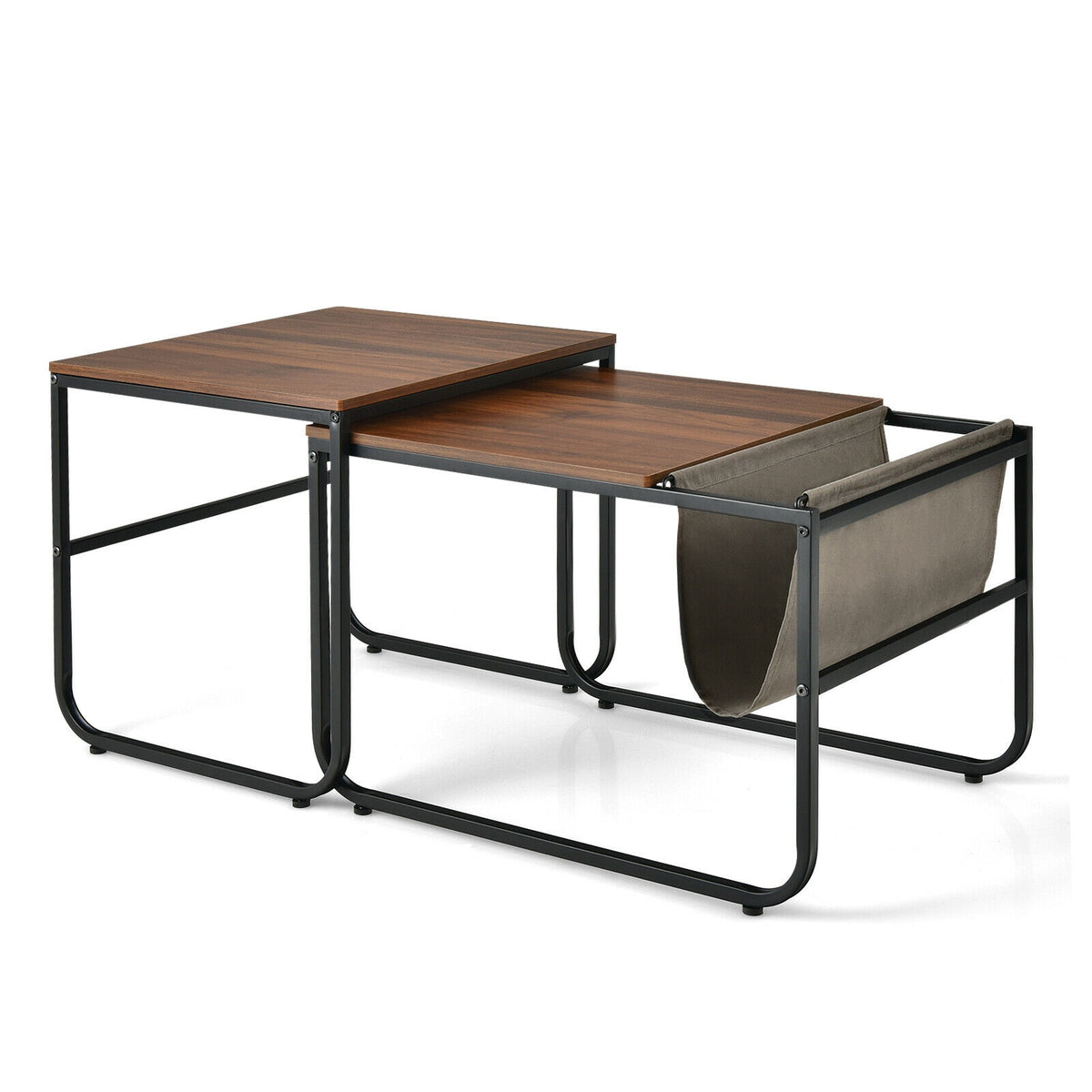 Nesting Coffee Table Set with Storage – Rustic Brown