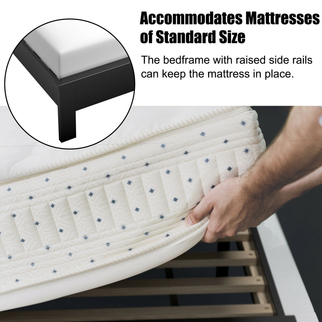 Full Size Platform Bed Frame with High Headboard - Black