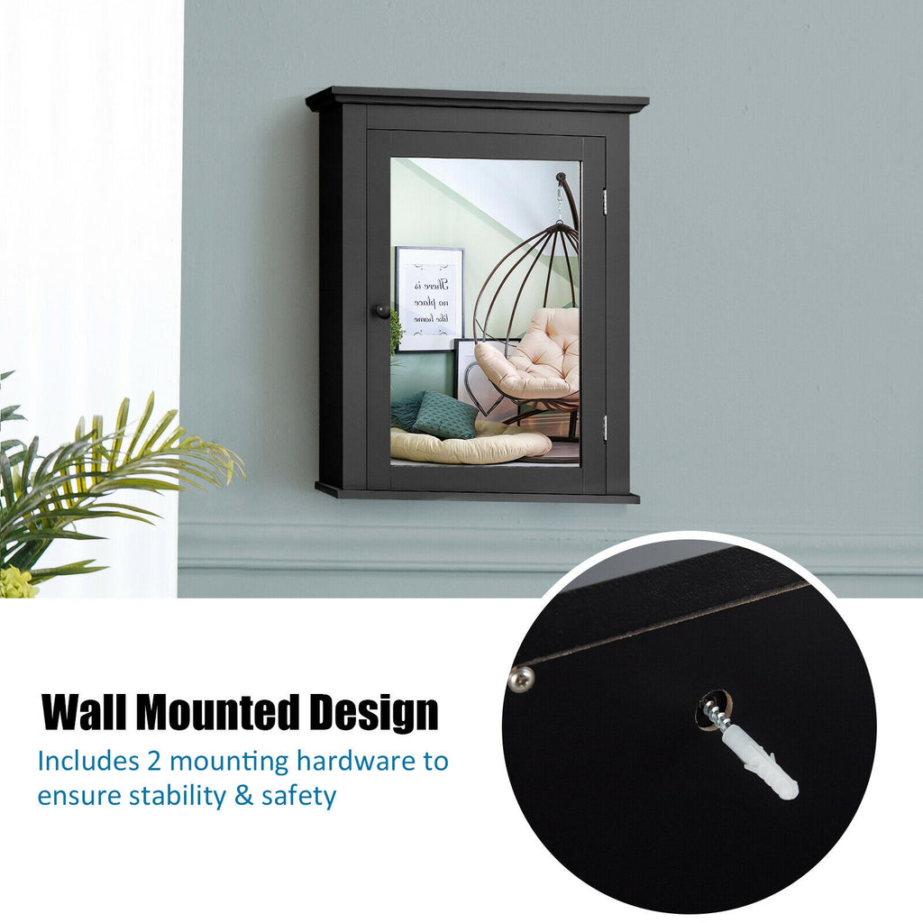 Wall Mount Bathroom Cabinet with One Mirror Single Door Adjustable