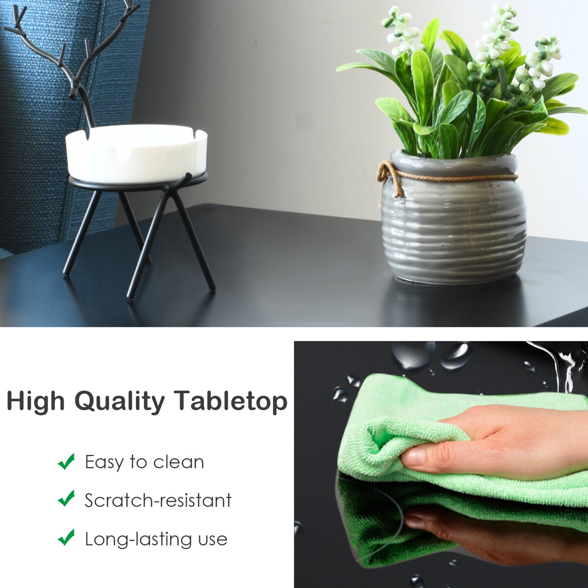 3-Tier Nightstand Sofa Side Table - Black