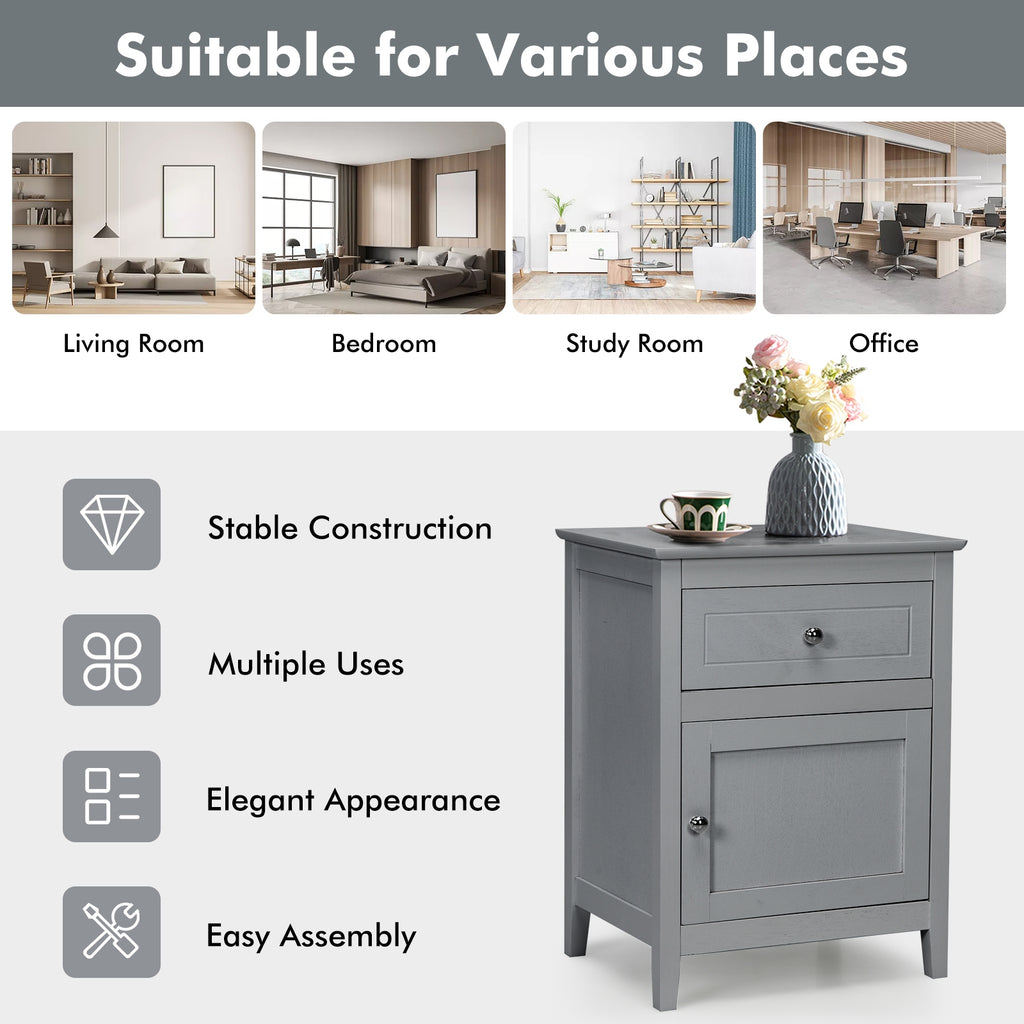 2-Tier Accent Table with Storage, Gray