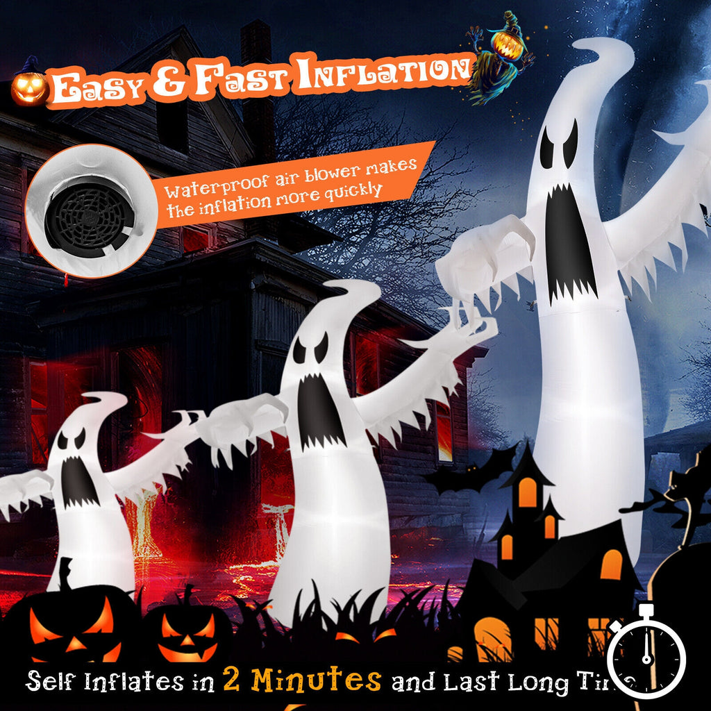 12 Feet Inflatable Ghost with LED Lights for Halloween Yard Decoration