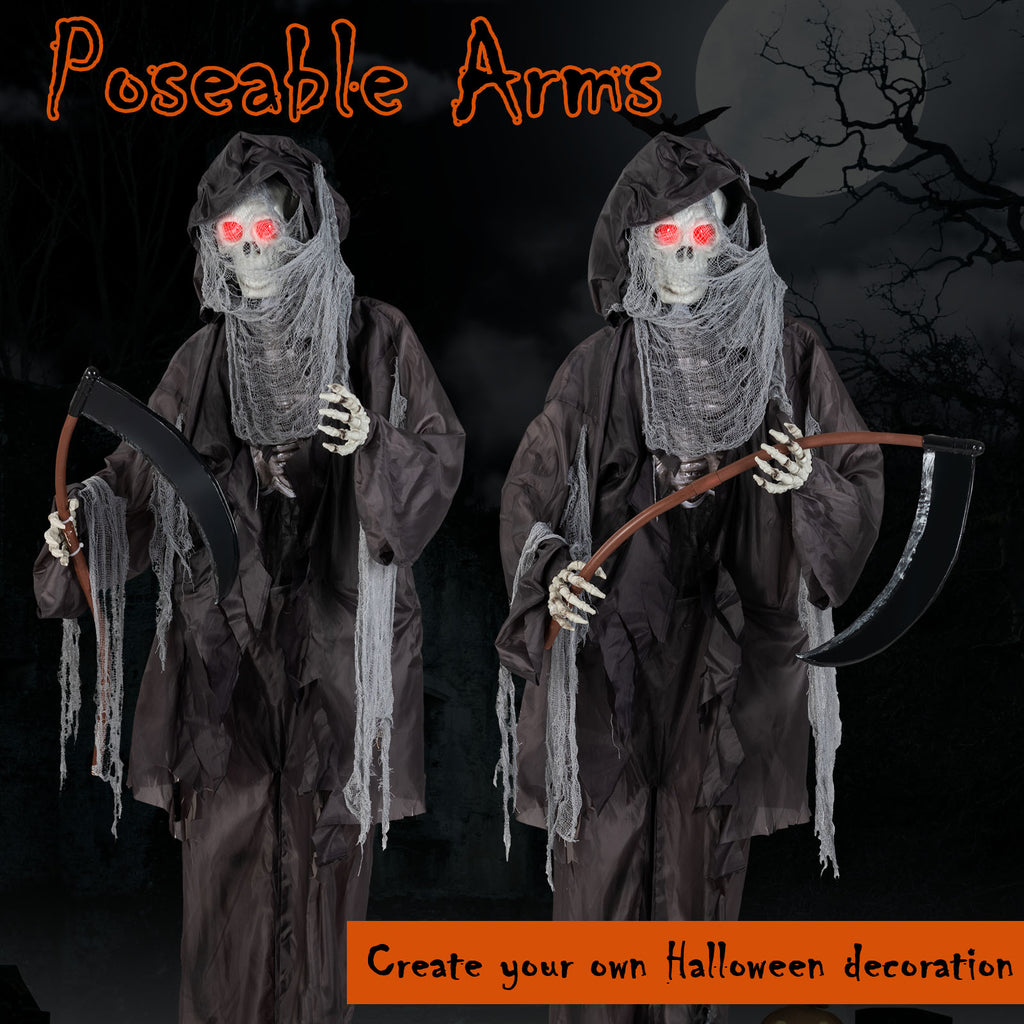 Animated Halloween Grim Reaper Decoration with Glowing Eyes - 8.5 Feet