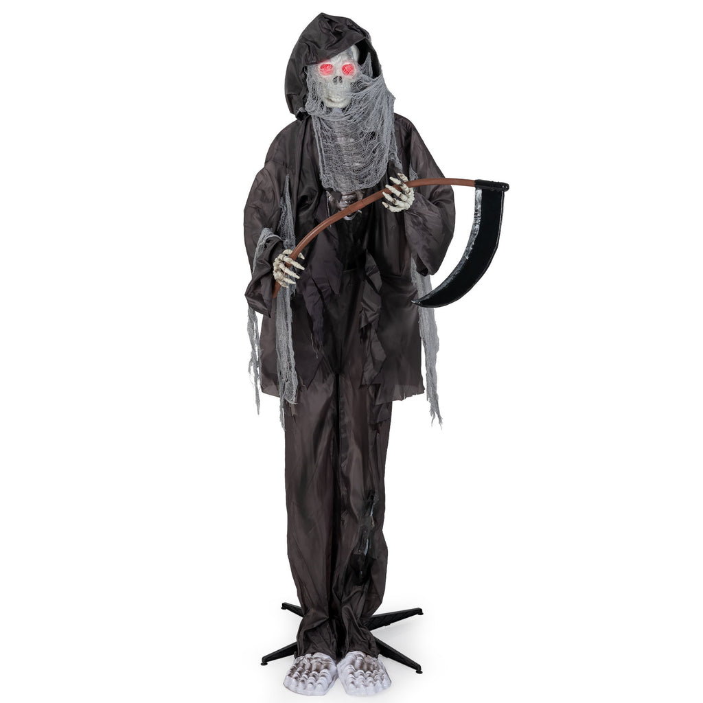 Animated Halloween Grim Reaper Decoration with Glowing Eyes - 8.5 Feet