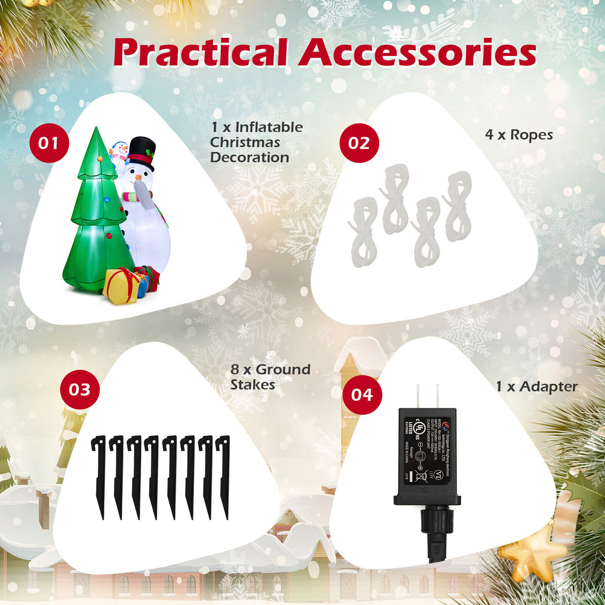 Inflatable Christmas Snowman & Tree Decoration Set with LED Lights - 6 Feet Tall