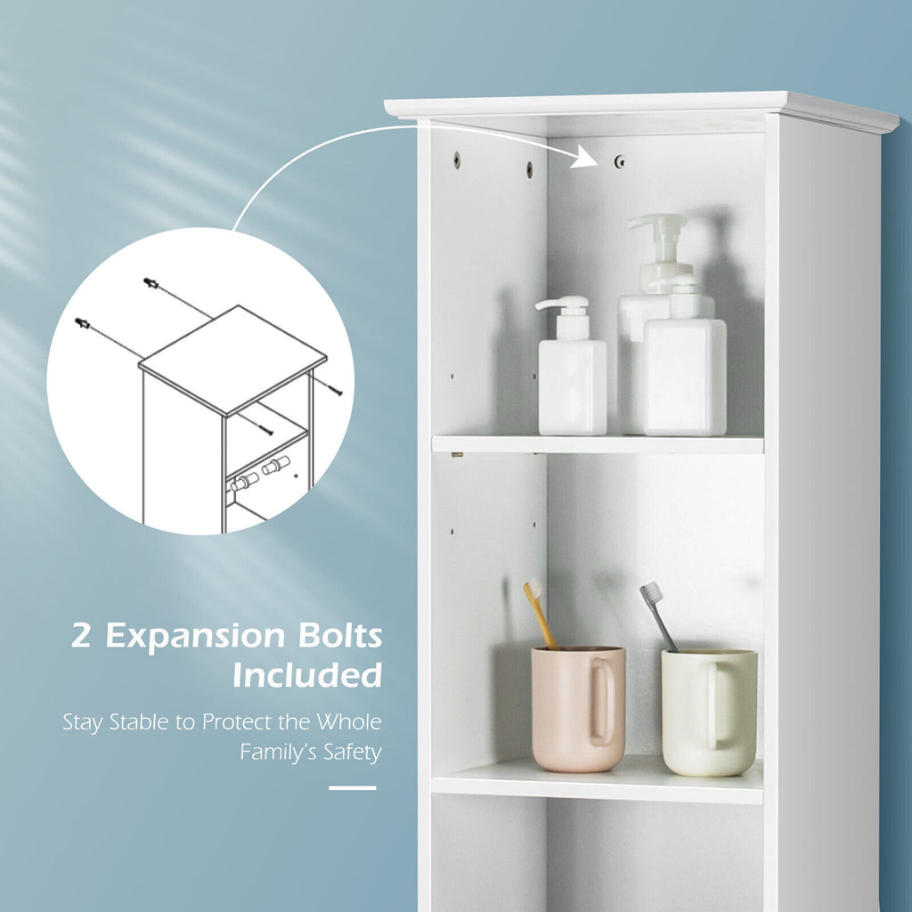 Bathroom Tall Freestanding Storage Cabinet with Open Shelves and