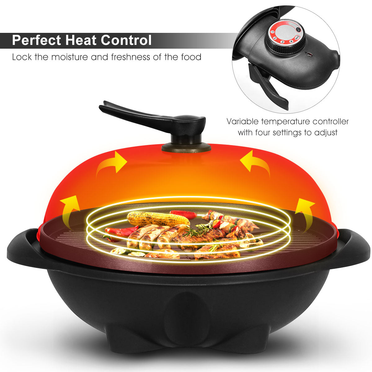 1350 W Outdoor Electric BBQ Grill with Removable Stand Easy to Install