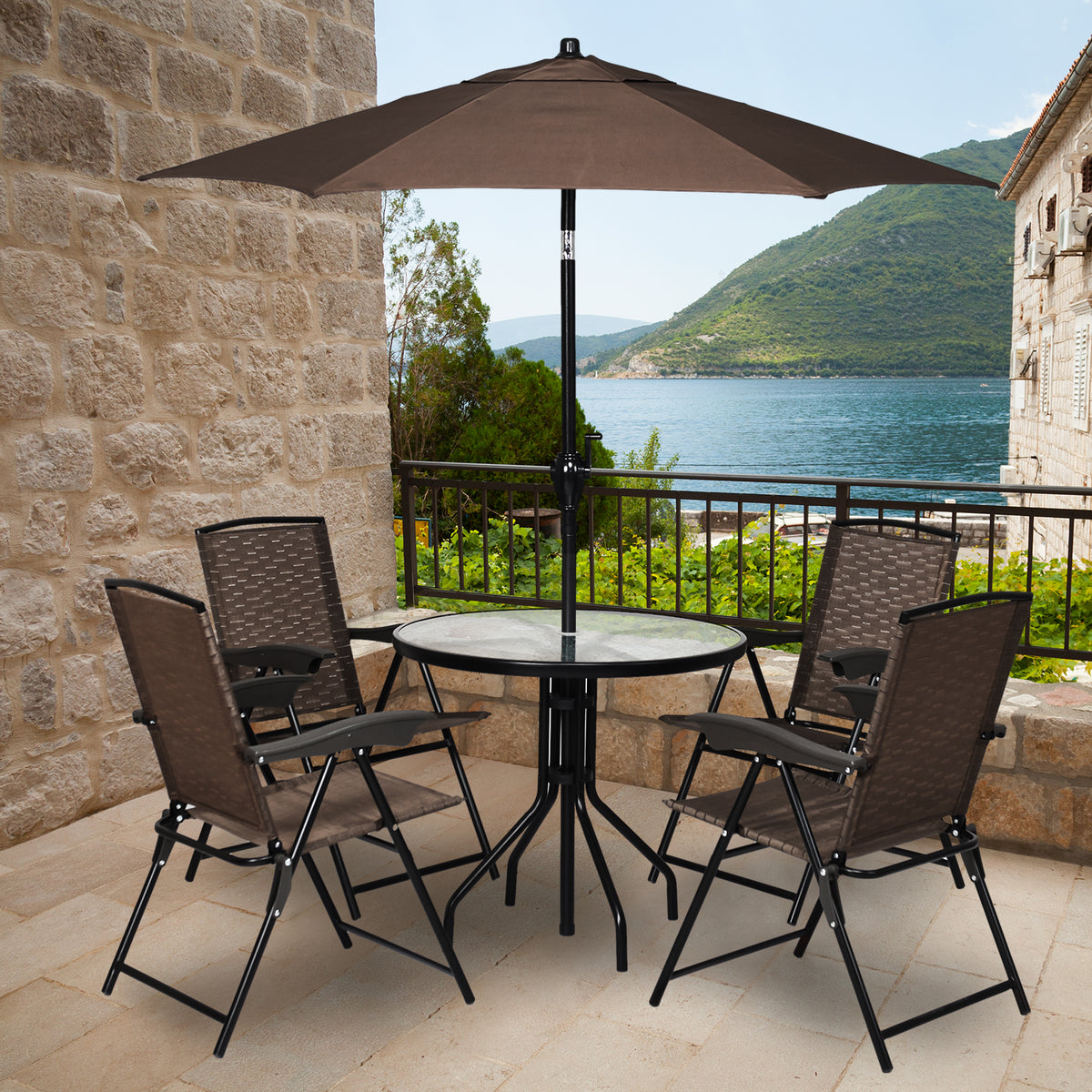 4-Piece Folding Dining Chairs with Adjustable Sling Back