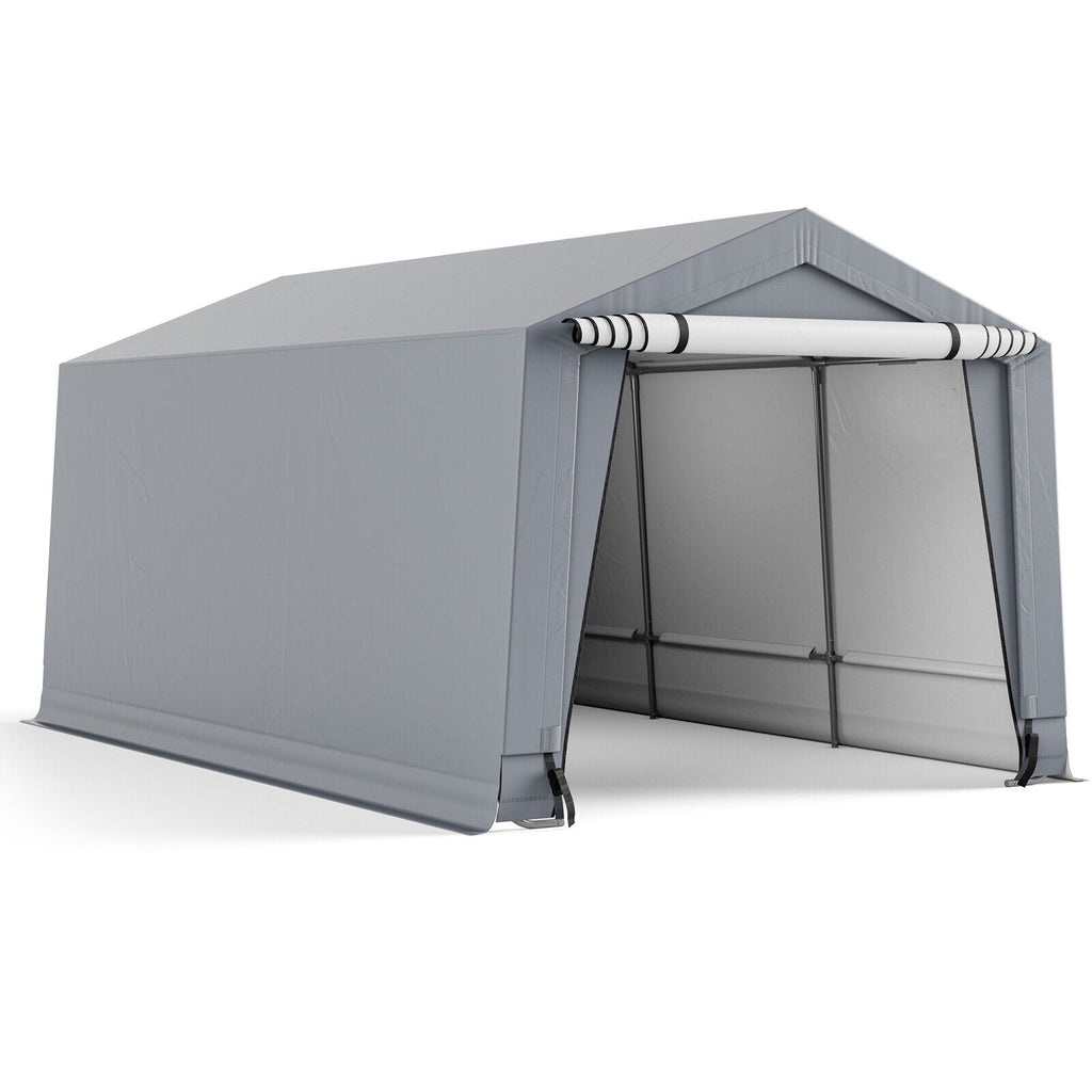 10 x 16/10 20 Feet Outdoor Heavy-Duty Carport with 2 Doors