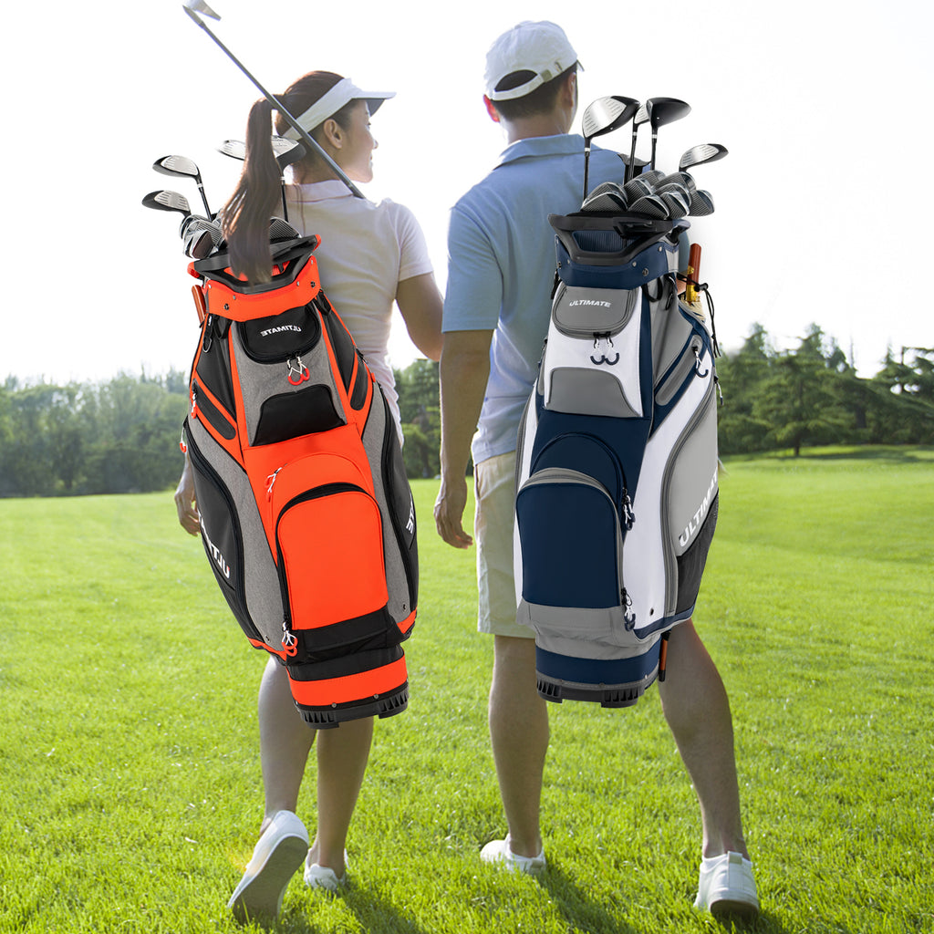 Golf Cart Bag 10.5 Inch with 14 Dividers & 7 Pockets - Orange