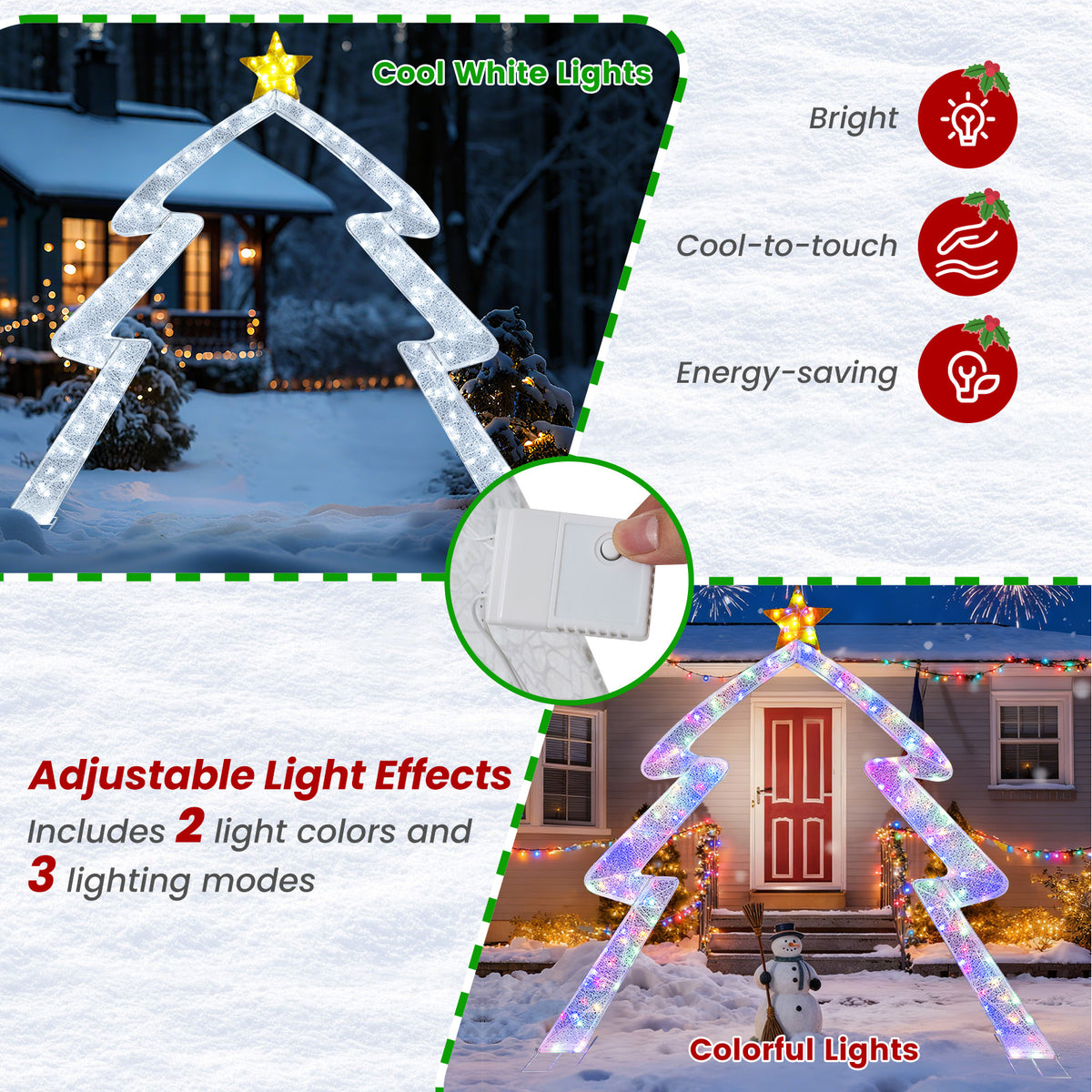 Christmas Tree-Shaped Archway with Top Star, 8.8 Feet Festival Yard Decor