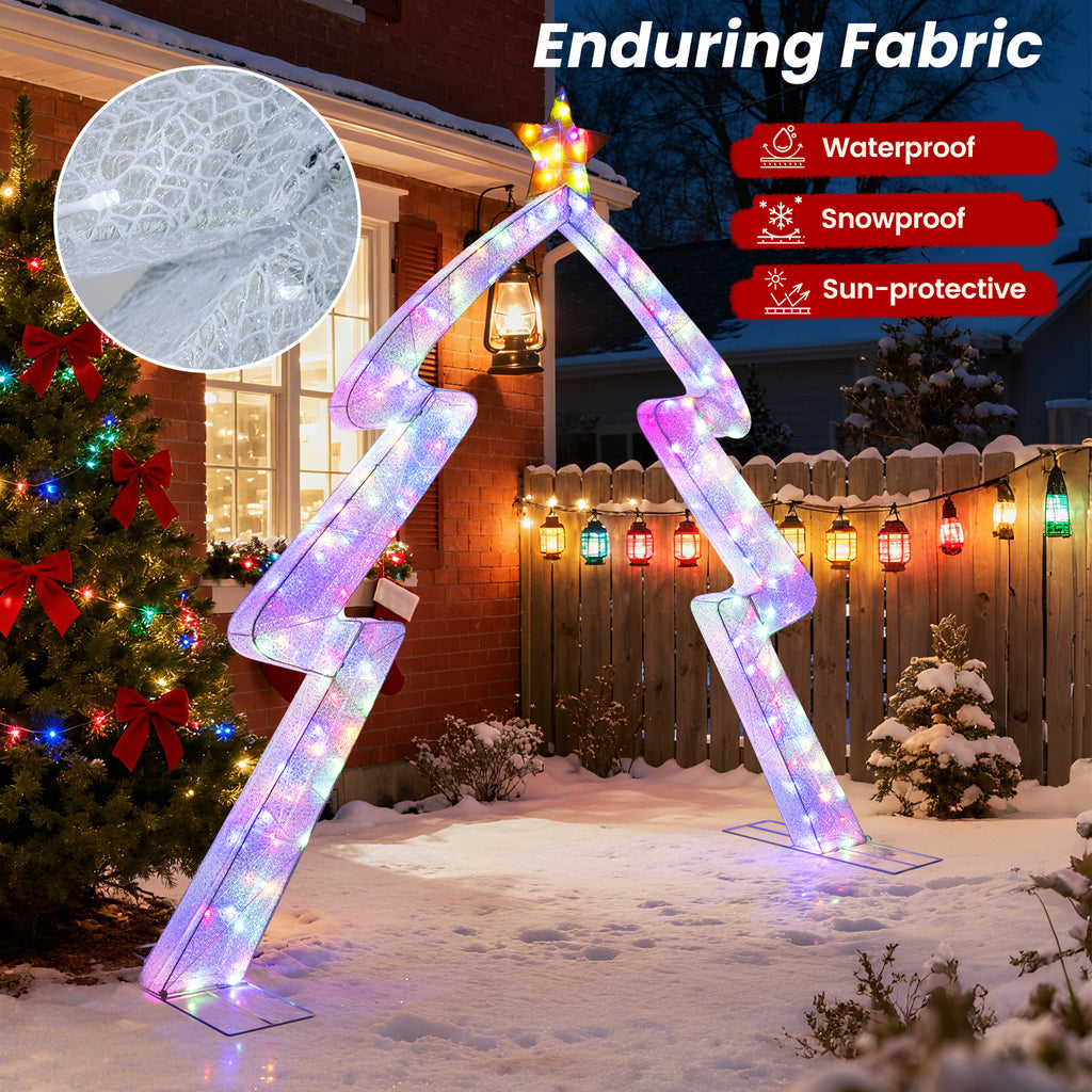 Christmas Tree-Shaped Archway with Top Star, 8.8 Feet Festival Yard Decor