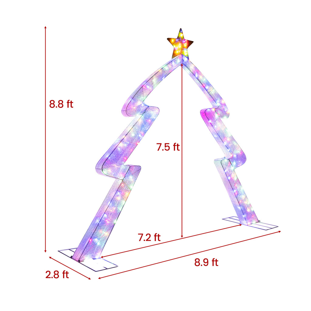 Christmas Tree-Shaped Archway with Top Star, 8.8 Feet Festival Yard Decor