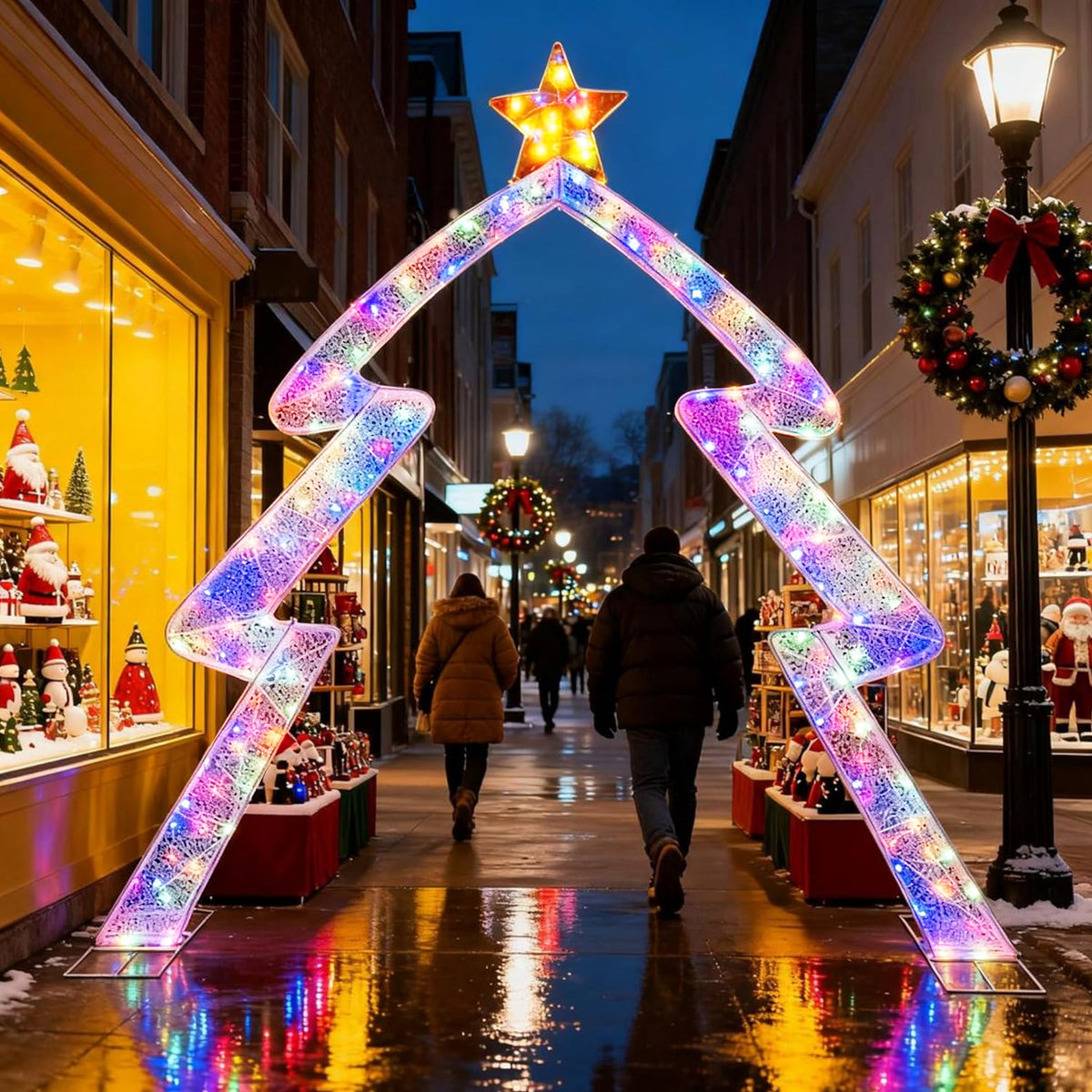 Christmas Tree-Shaped Archway with Top Star, 8.8 Feet Festival Yard Decor