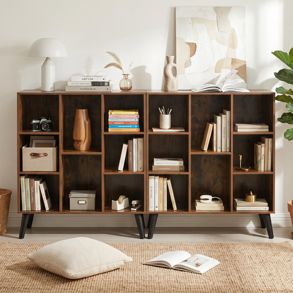 8-Cube Bookcase with Raised Support Legs - Rustic Brown