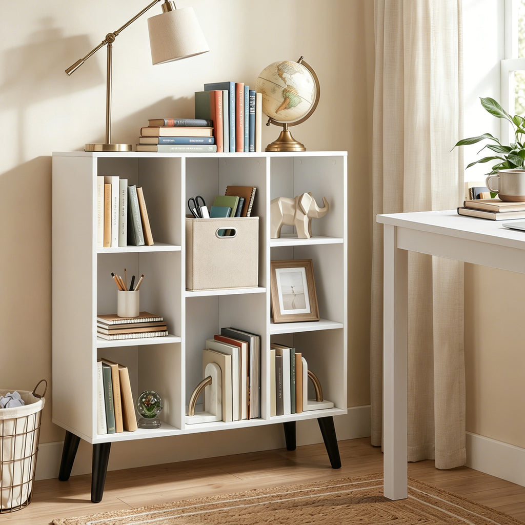 8-Cube Bookcase with Raised Support Legs - Rustic Brown