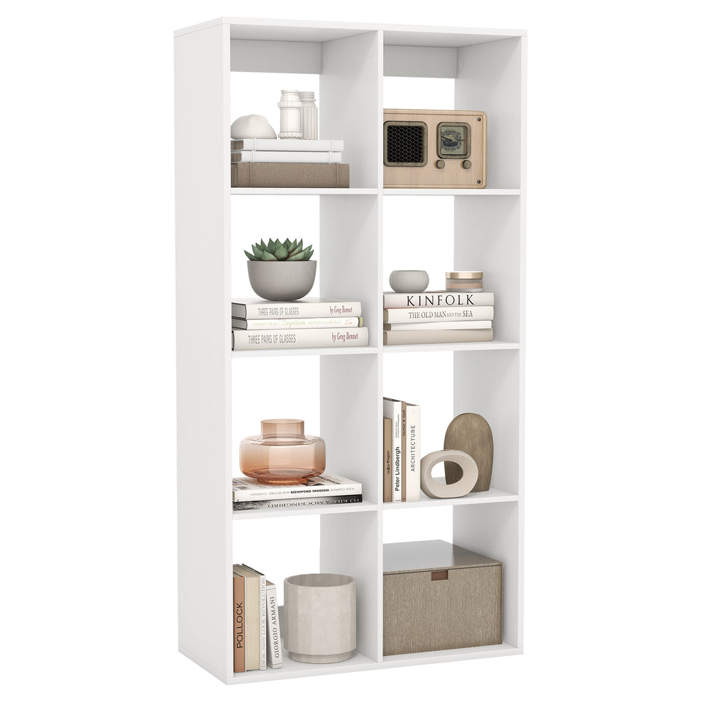 8 Cube Bookshelf with Back Guardrail - White