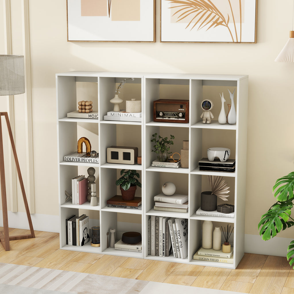 8 Cube Bookshelf with Back Guardrail - White