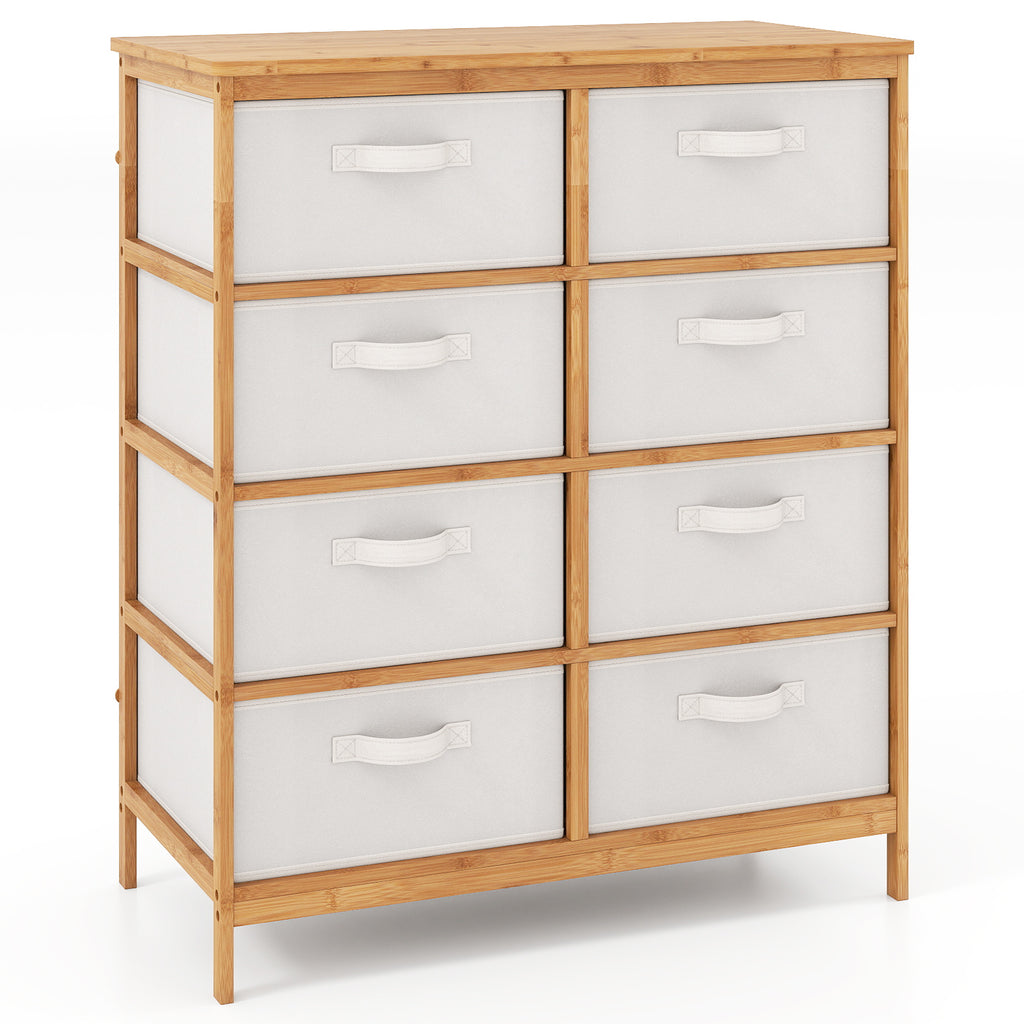 8 Drawer Dresser with Removable Fabric Bins, Beige