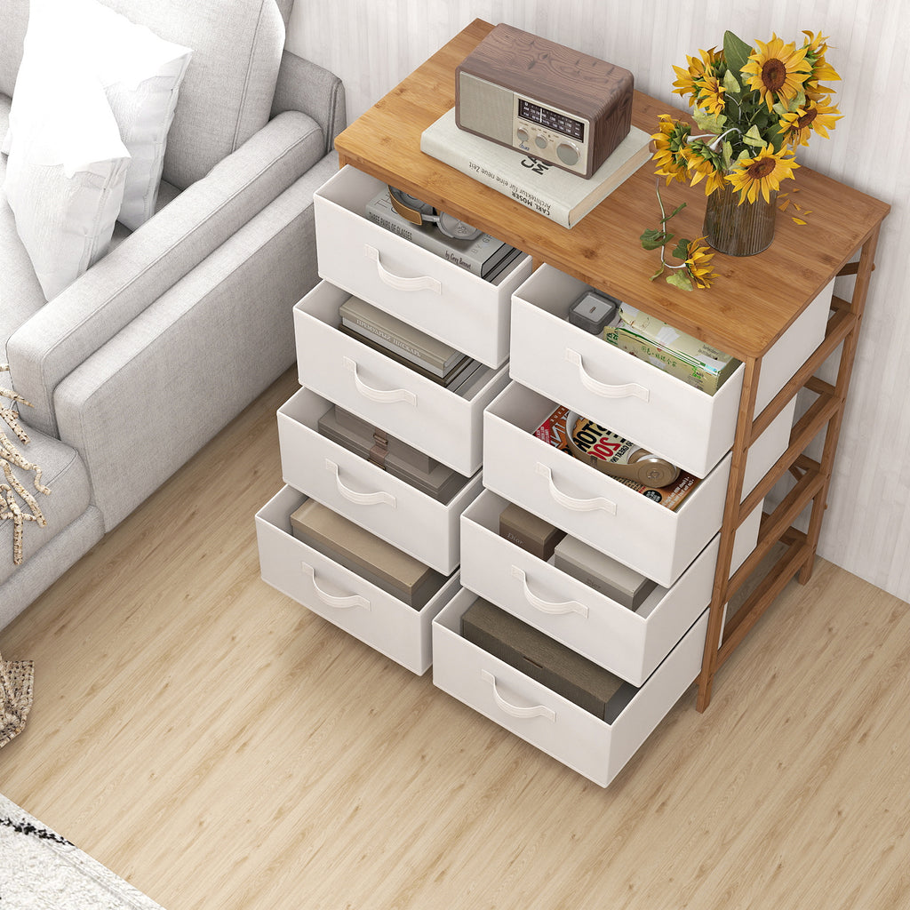 8 Drawer Dresser with Removable Fabric Bins, Beige