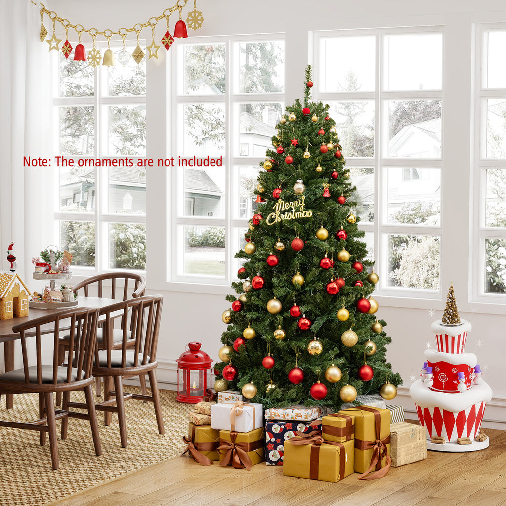 6 Ft Pre-Lit Artificial Christmas Tree with Remote LED Lights, Full Tips