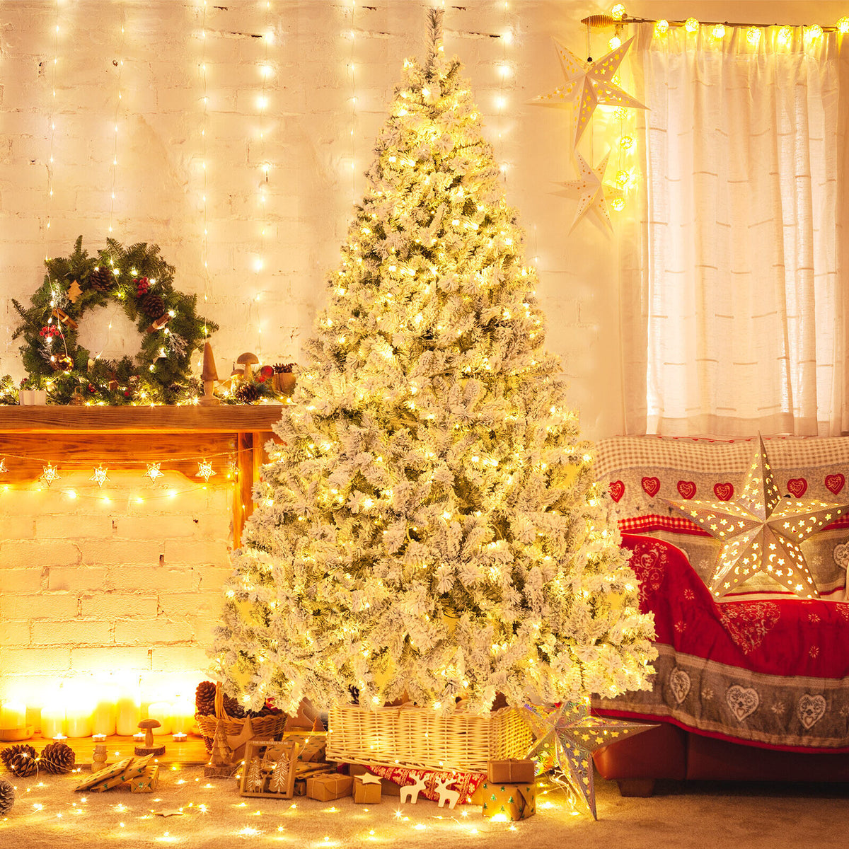 6 Feet Artificial Christmas Tree - Quick Auto-Expand Design with LED Lights