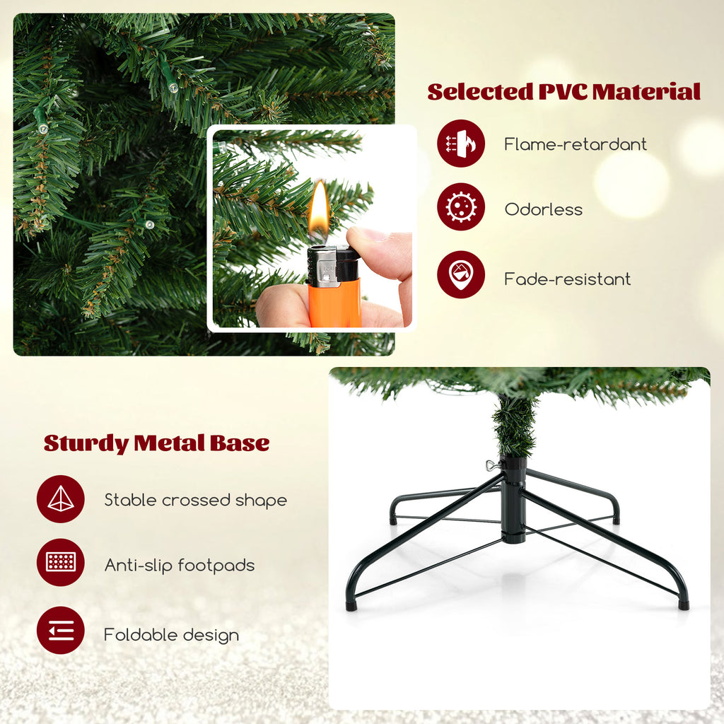 8 FT Corner Artificial Christmas Tree with 1137 Tips & 360 Warm White LED Lights - Space-Saving Design