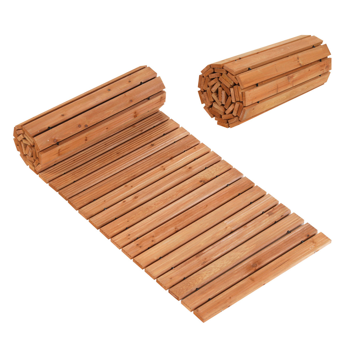 8 Ft Wooden Garden Pathway with Non-Slip Surface - Natural Finish