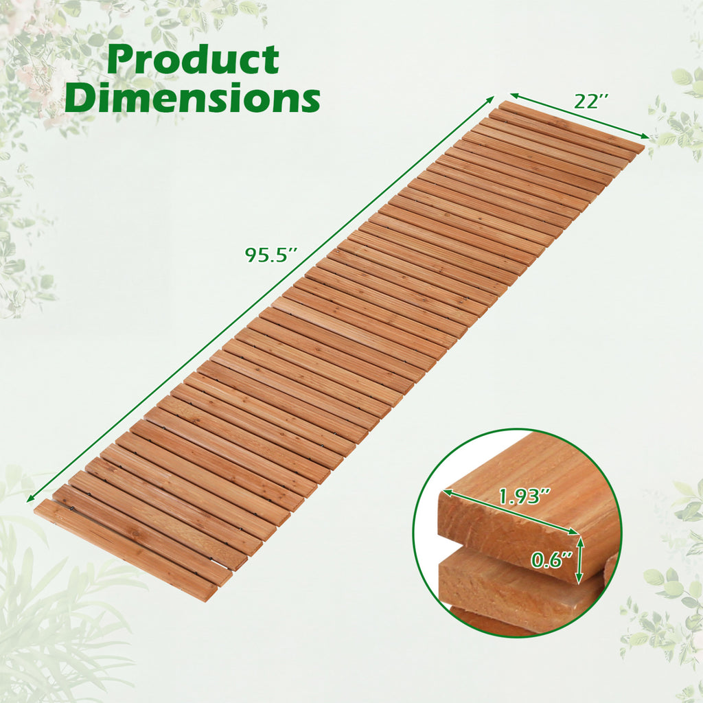 8 Ft Wooden Garden Pathway with Non-Slip Surface - Natural Finish