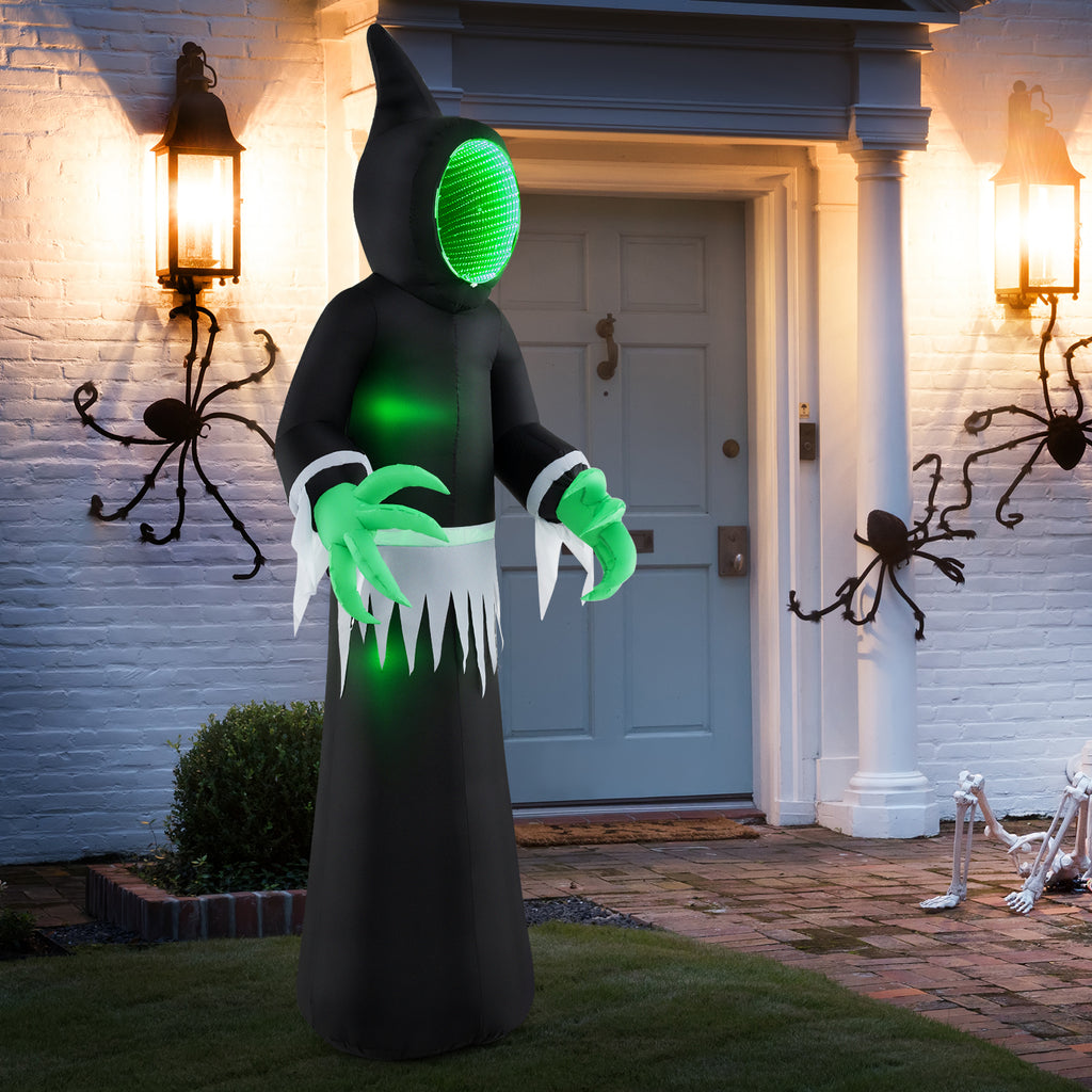 Giant 8ft Halloween Inflatable Ghost with Mirror Face & LED Lights - Outdoor Decor