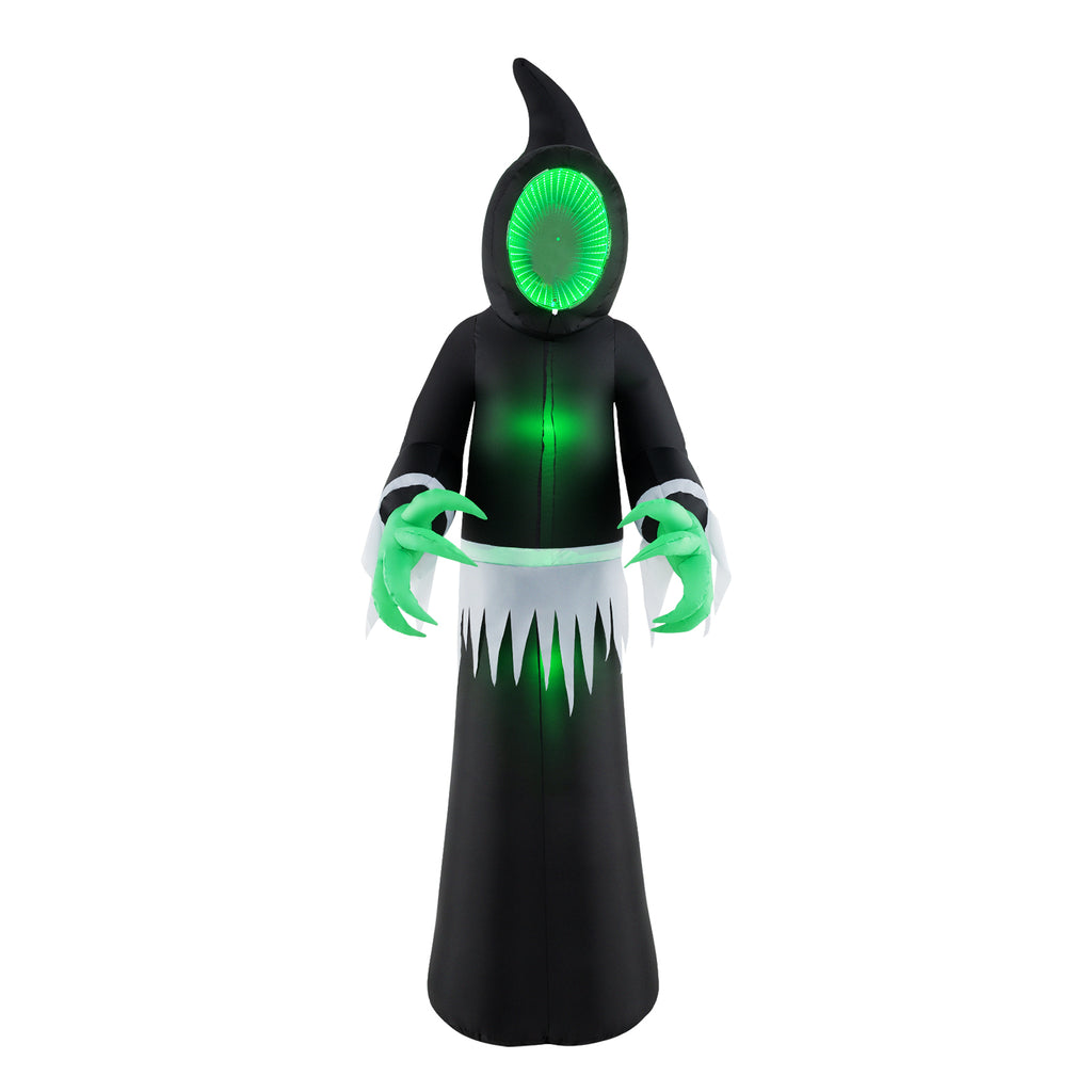 Giant 8ft Halloween Inflatable Ghost with Mirror Face & LED Lights - Outdoor Decor