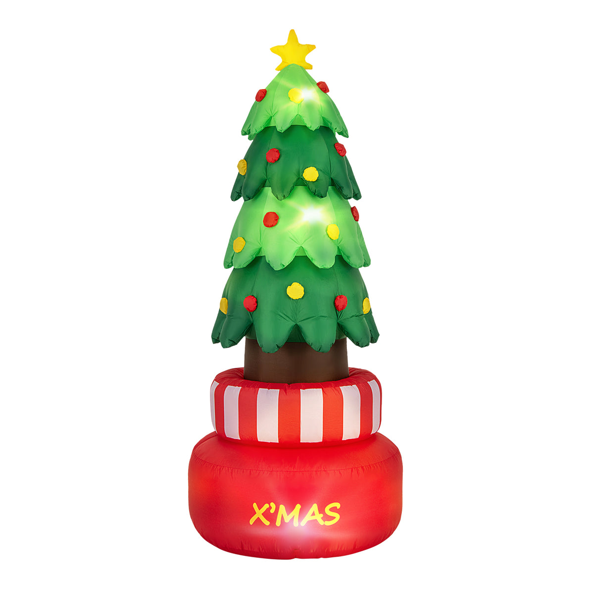 Inflatable Rotating Xmas Tree with LED Lights & Water Bags for Indoor Outdoor Decor