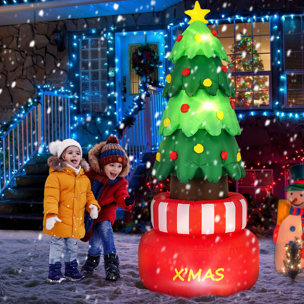 Inflatable Rotating Xmas Tree with LED Lights & Water Bags for Indoor Outdoor Decor