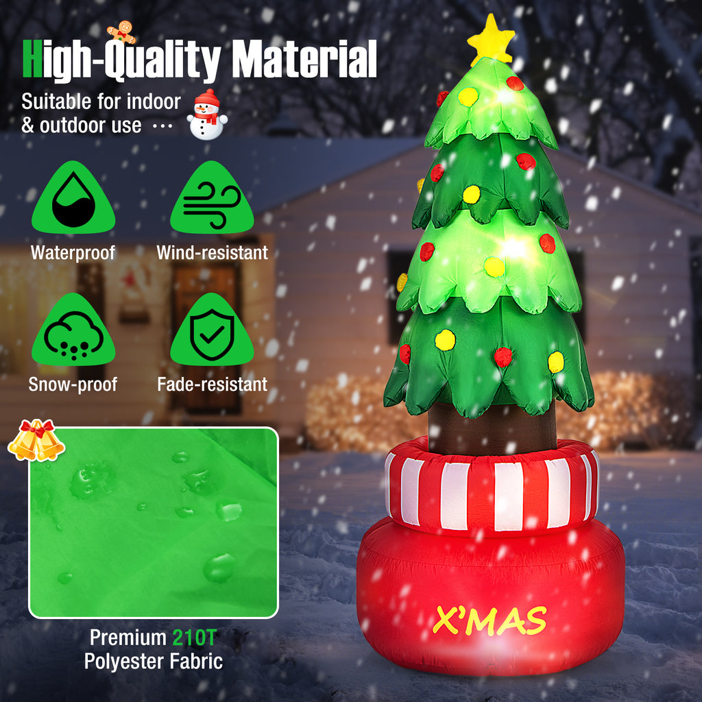 Inflatable Rotating Xmas Tree with LED Lights & Water Bags for Indoor Outdoor Decor