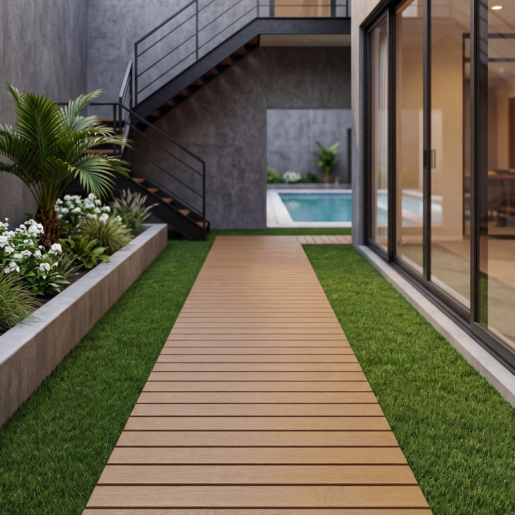 Brown 8ft Outdoor Pathway Roll-Out Patio Boardwalk - Foldable, Anti-Slip, Durable