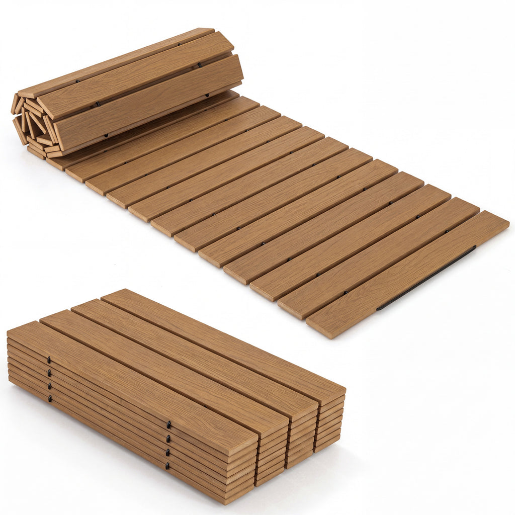 Brown 8ft Outdoor Pathway Roll-Out Patio Boardwalk - Foldable, Anti-Slip, Durable