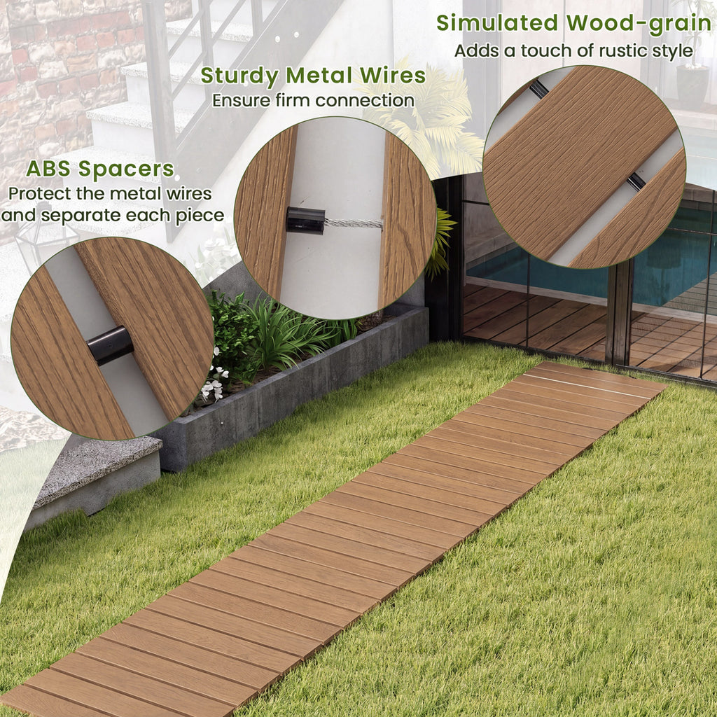 Brown 8ft Outdoor Pathway Roll-Out Patio Boardwalk - Foldable, Anti-Slip, Durable