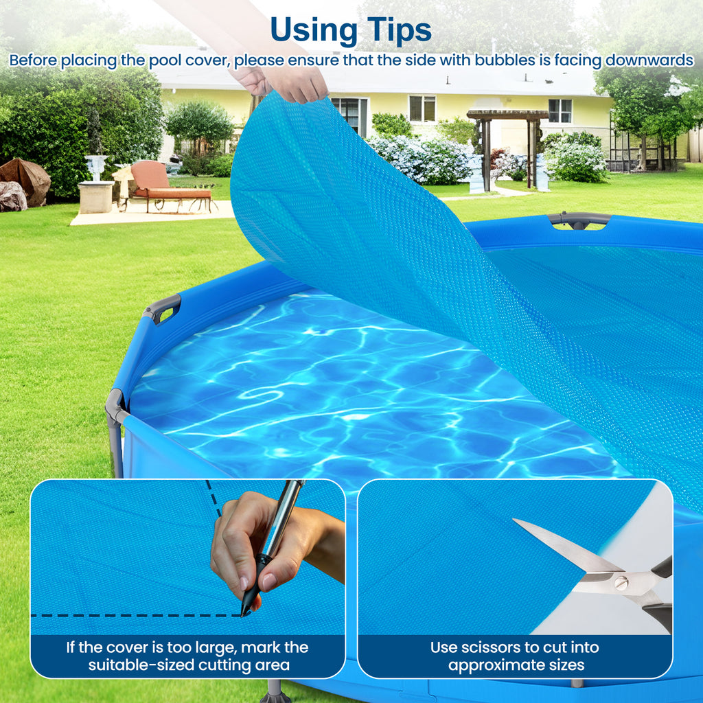 8/12 Feet Round Solar Pool Cover 12 Mil for In-Ground Above-Ground